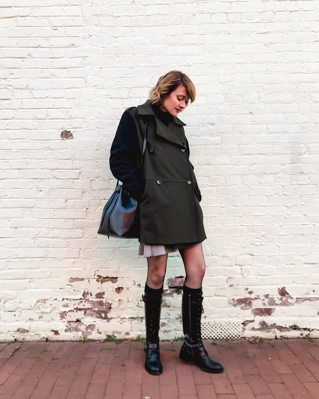 Mango coat and DKNY combat boots