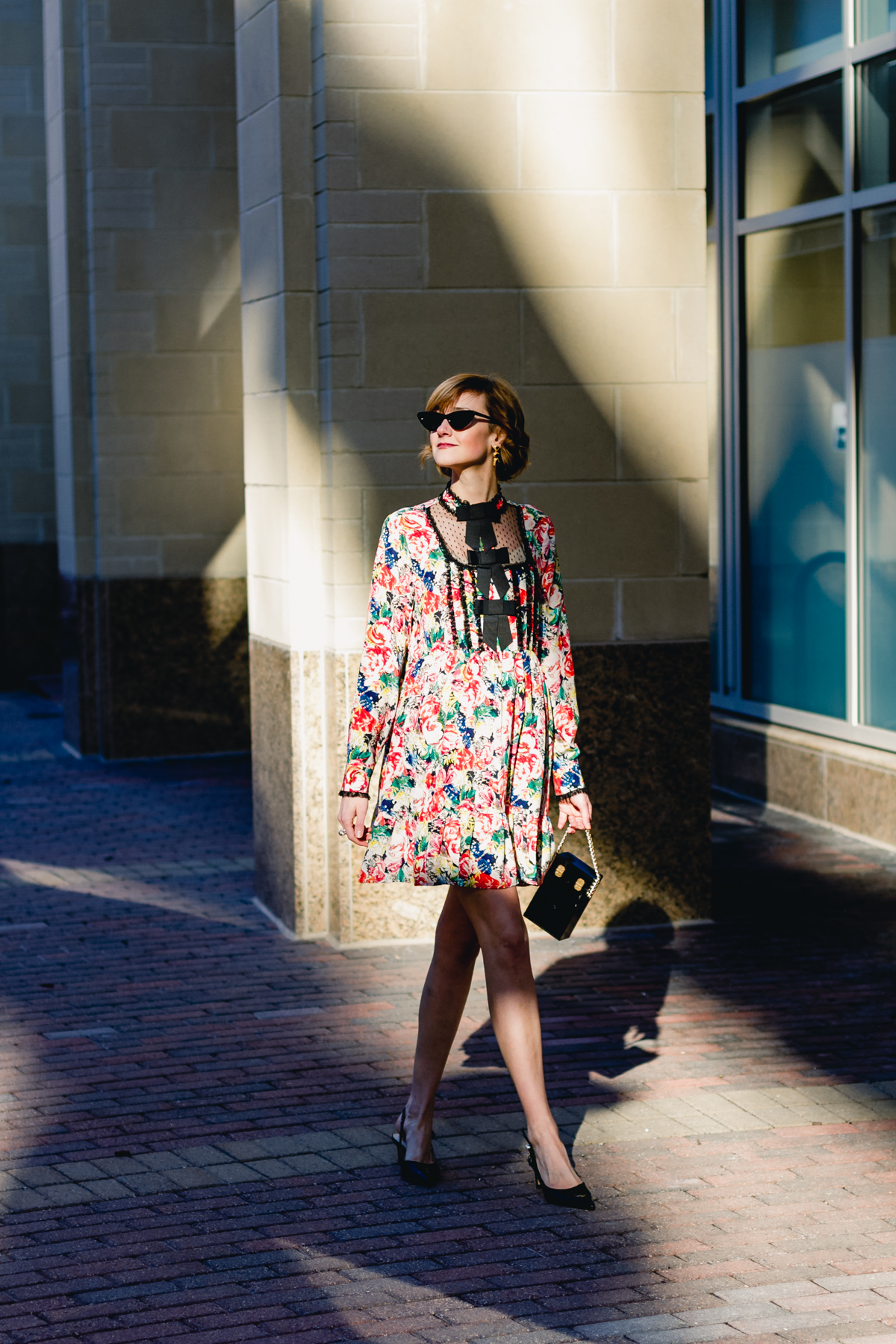 Ganni dress, Zara pumps, and vintage bag