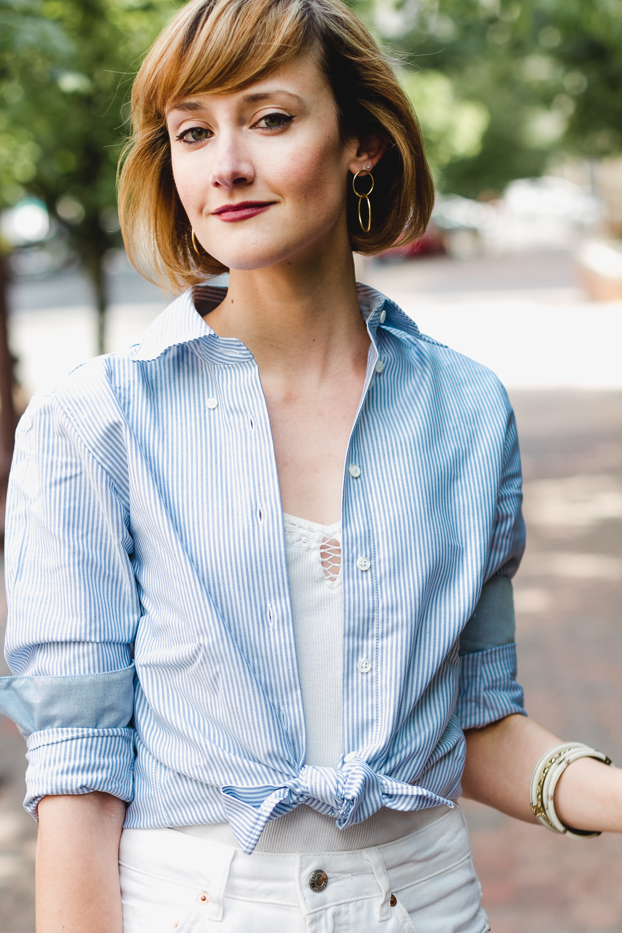 Fabien Ajzenberg earrings and Brooks Brothers oxford