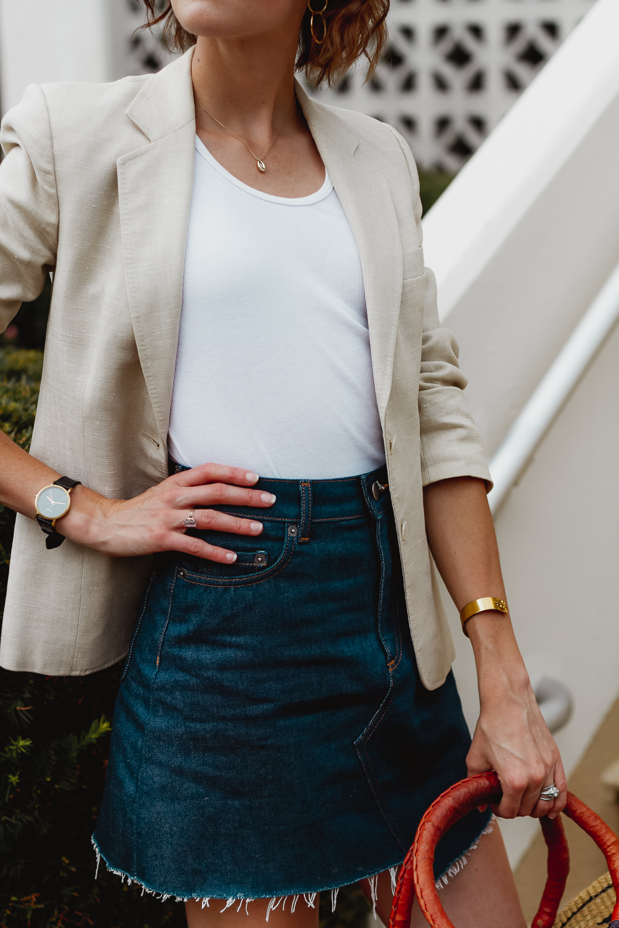 & Other Stories denim skirt and linen blazer