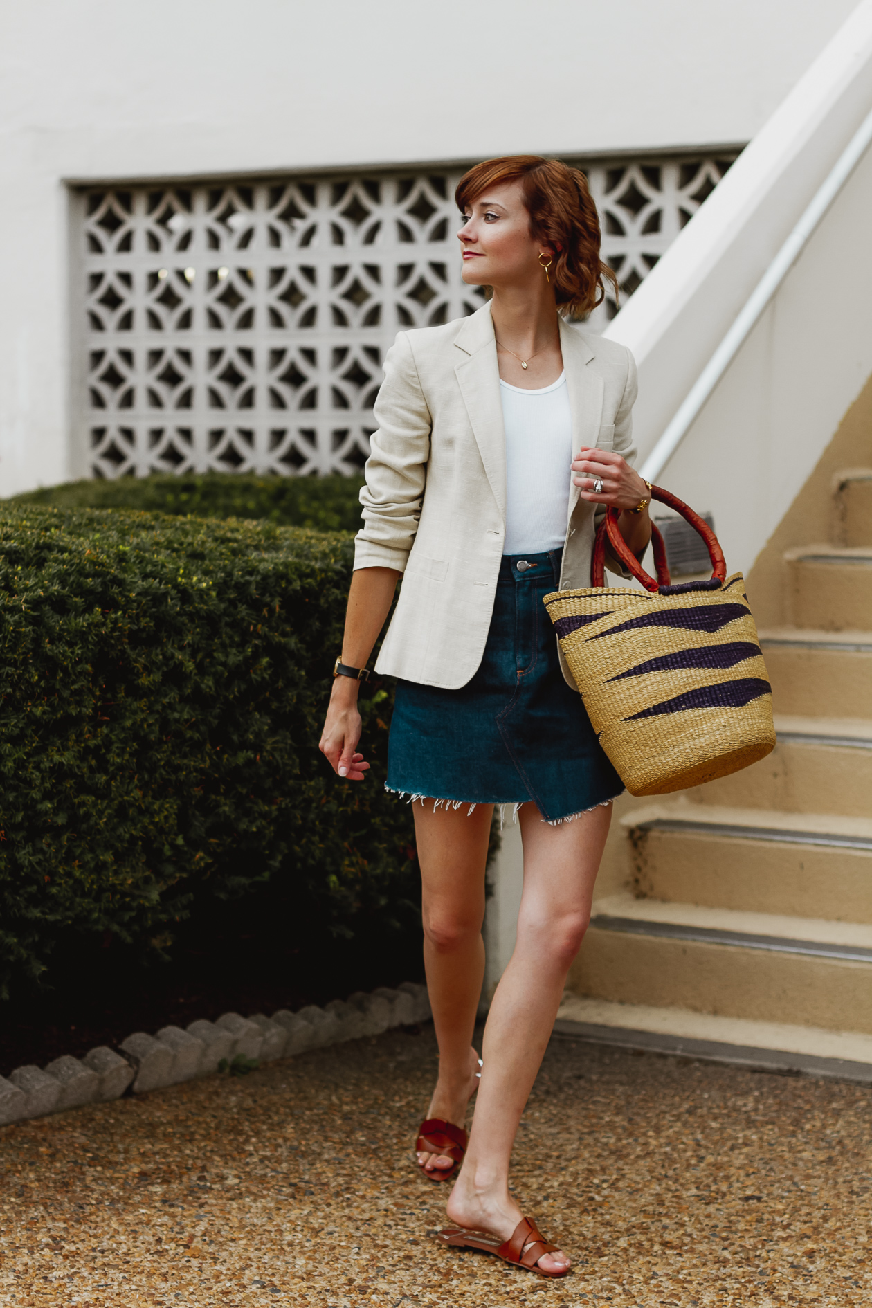 & Other Stories denim skirt and linen blazer