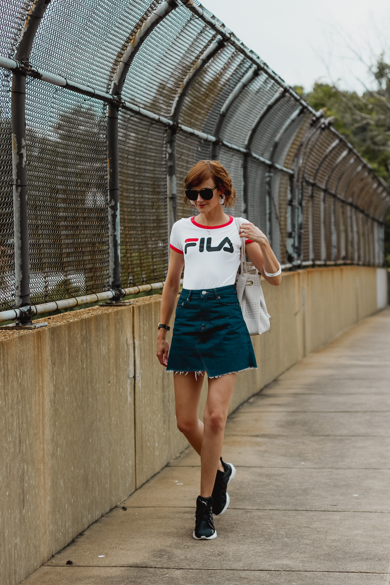 Fila t-shirt and & Other Stories denim skirt