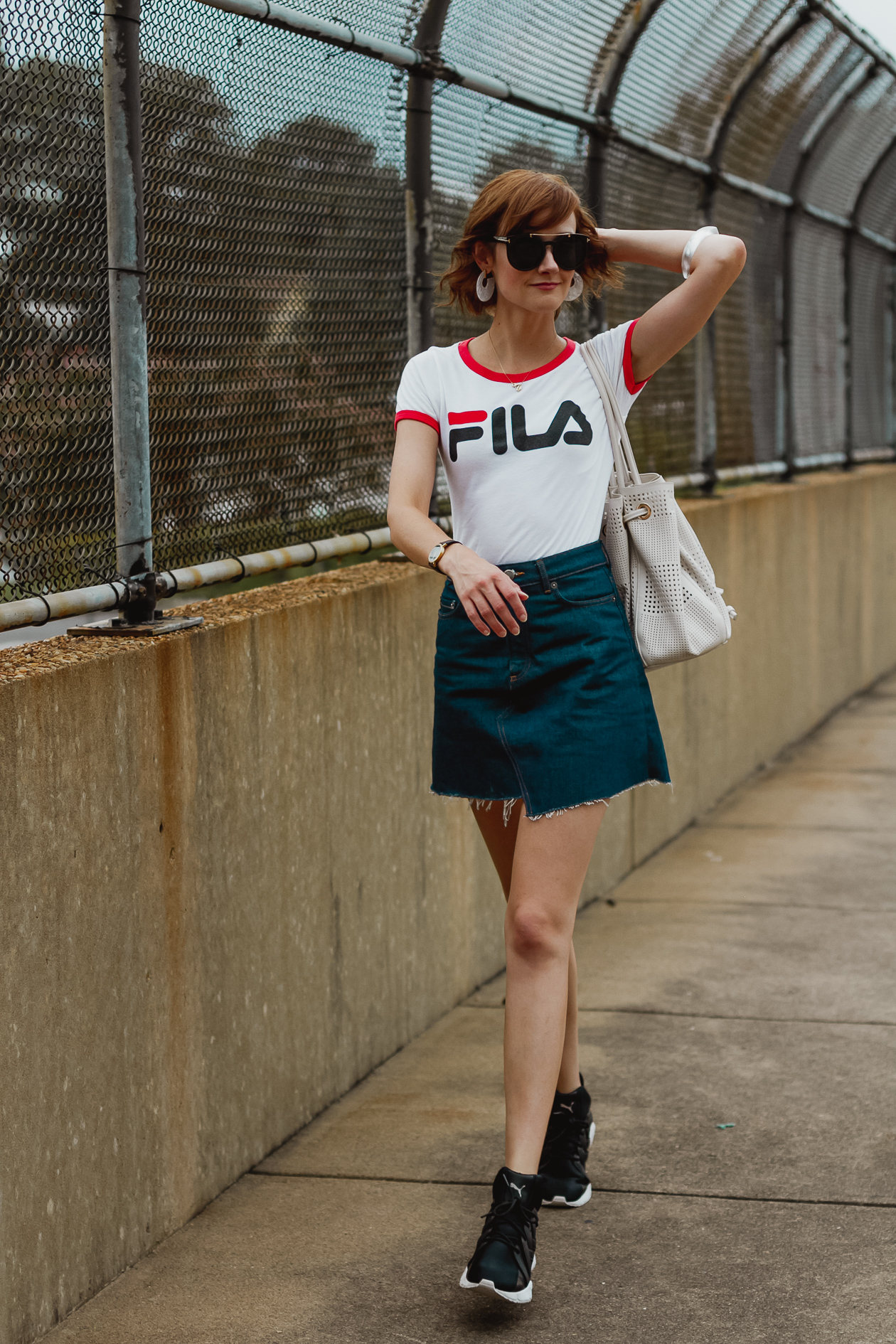 Fila t-shirt and & Other Stories denim skirt