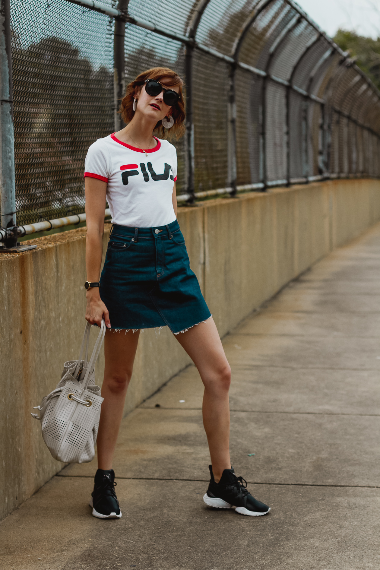 Fila t-shirt and & Other Stories denim skirt