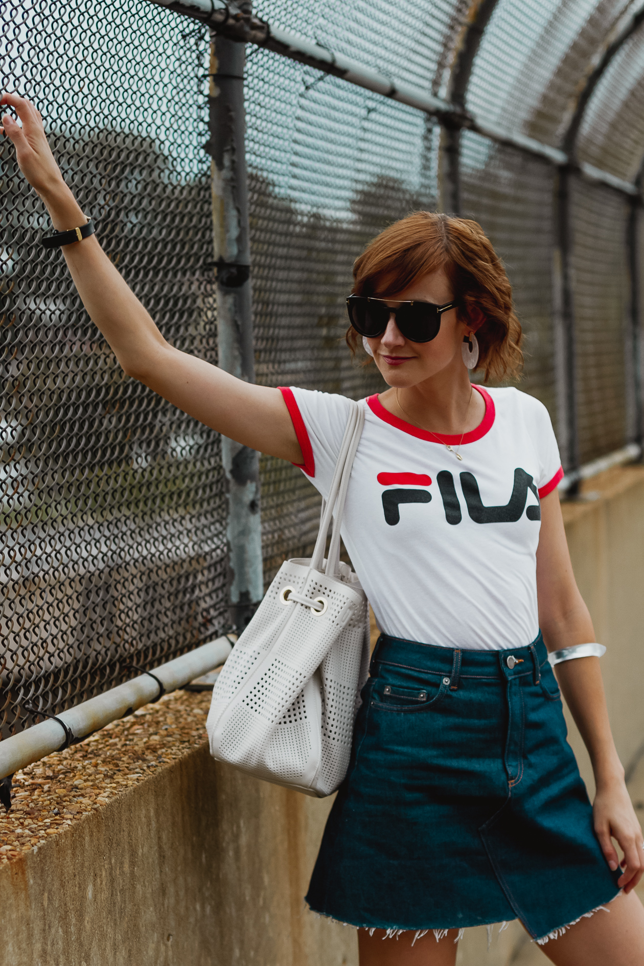 Fila t-shirt and & Other Stories denim skirt