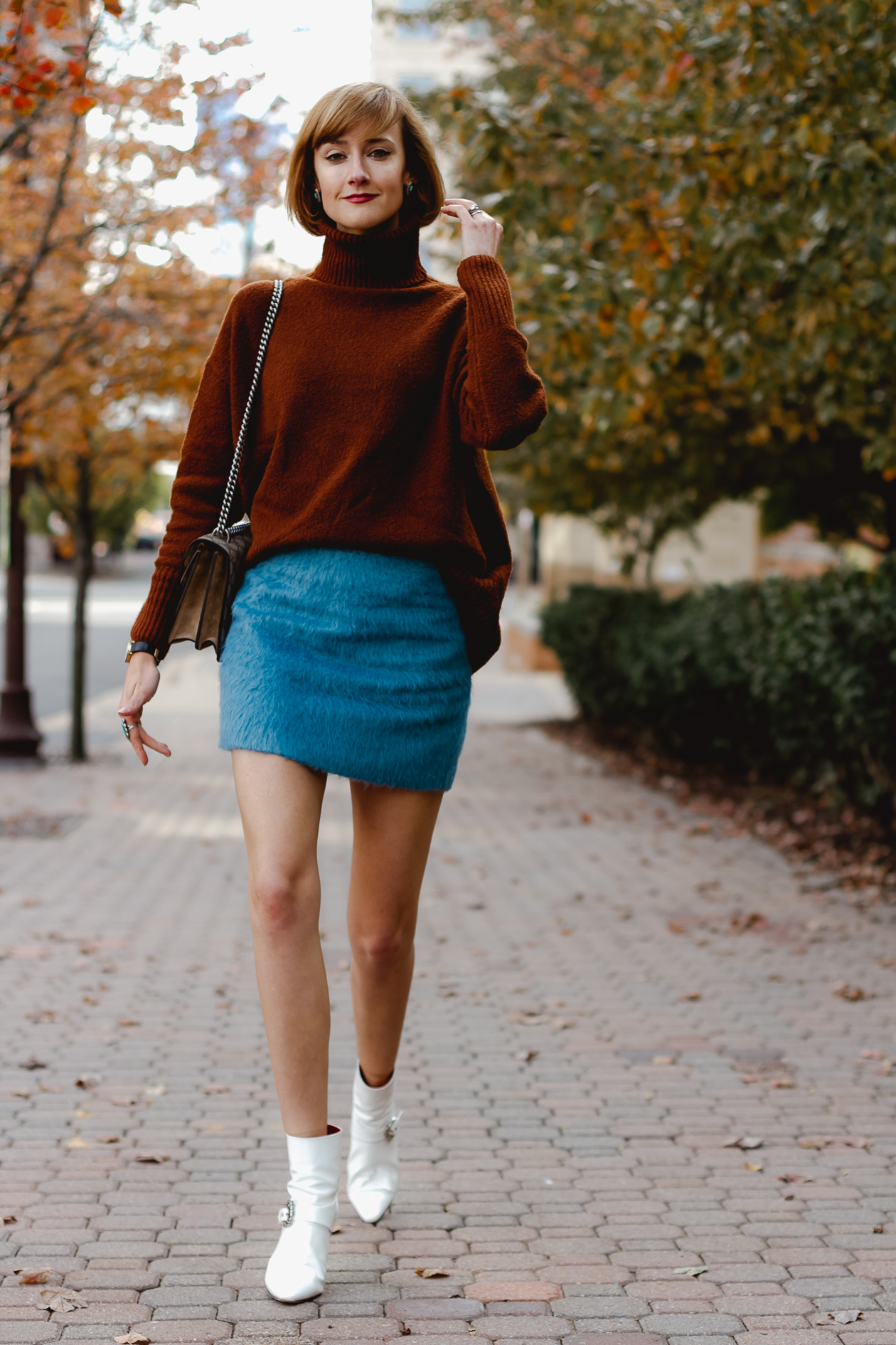 & Other Stories sweater and mini skirt