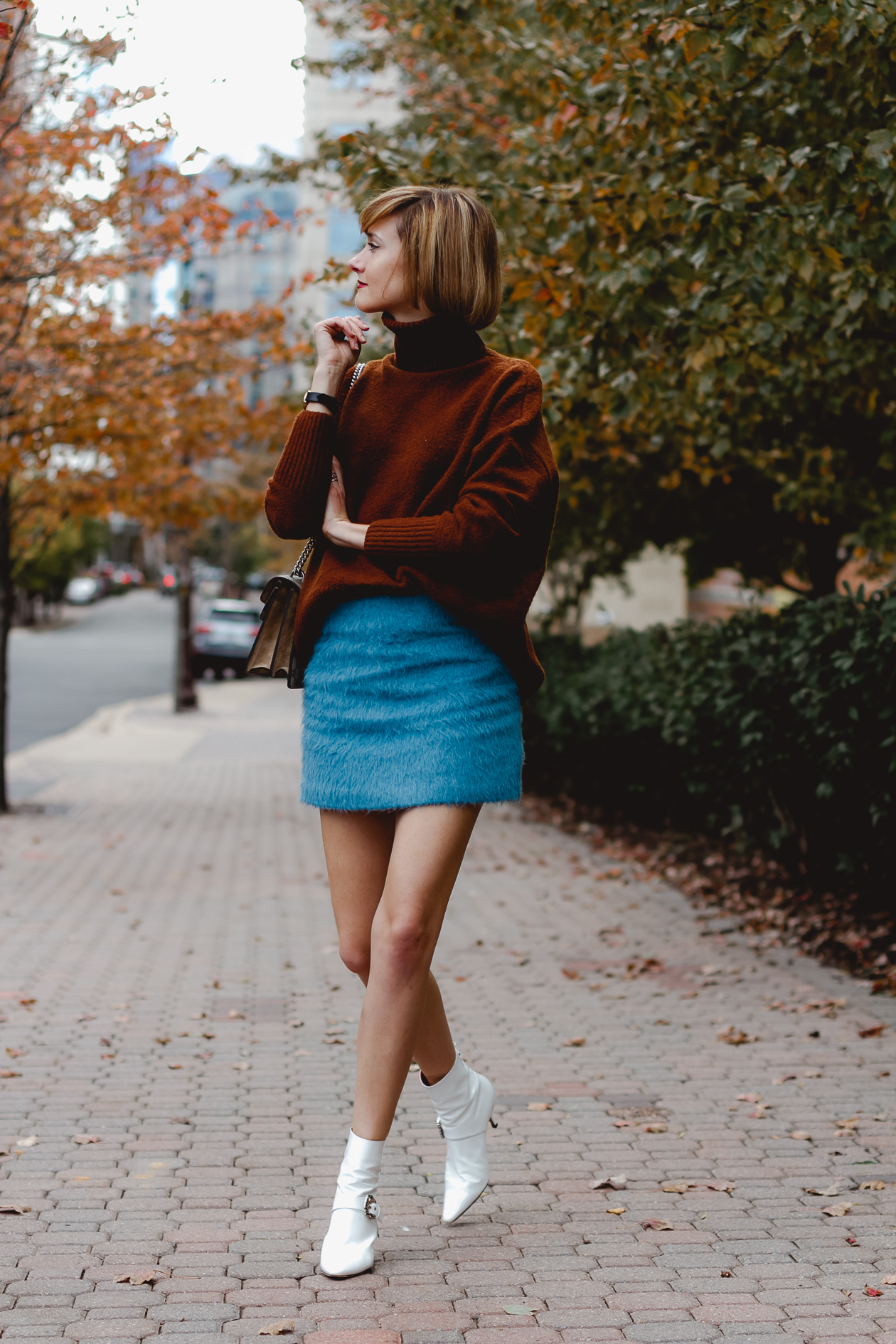 & Other Stories sweater and mini skirt