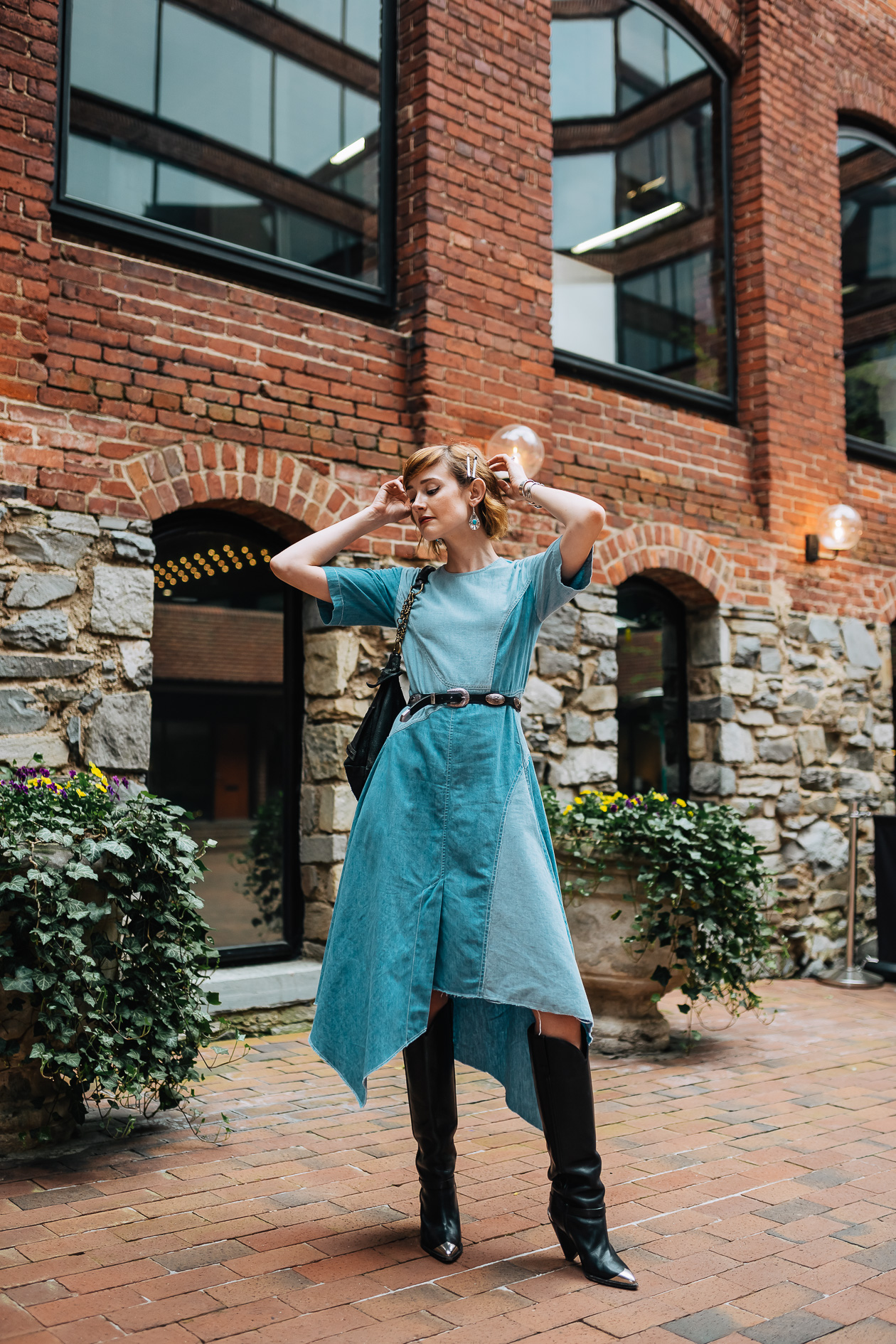 Colovos patchwork denim dress