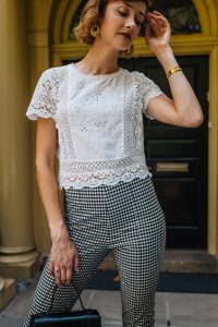 gingham pants fall outfit