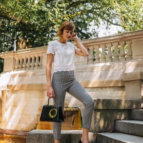 gingham pants fall outfit