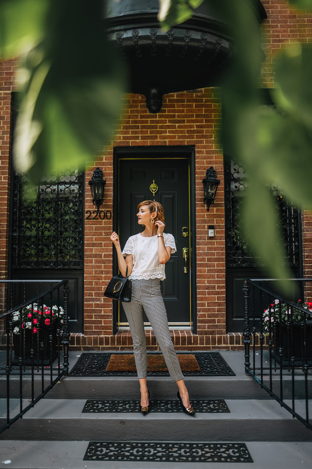 gingham pants fall outfit