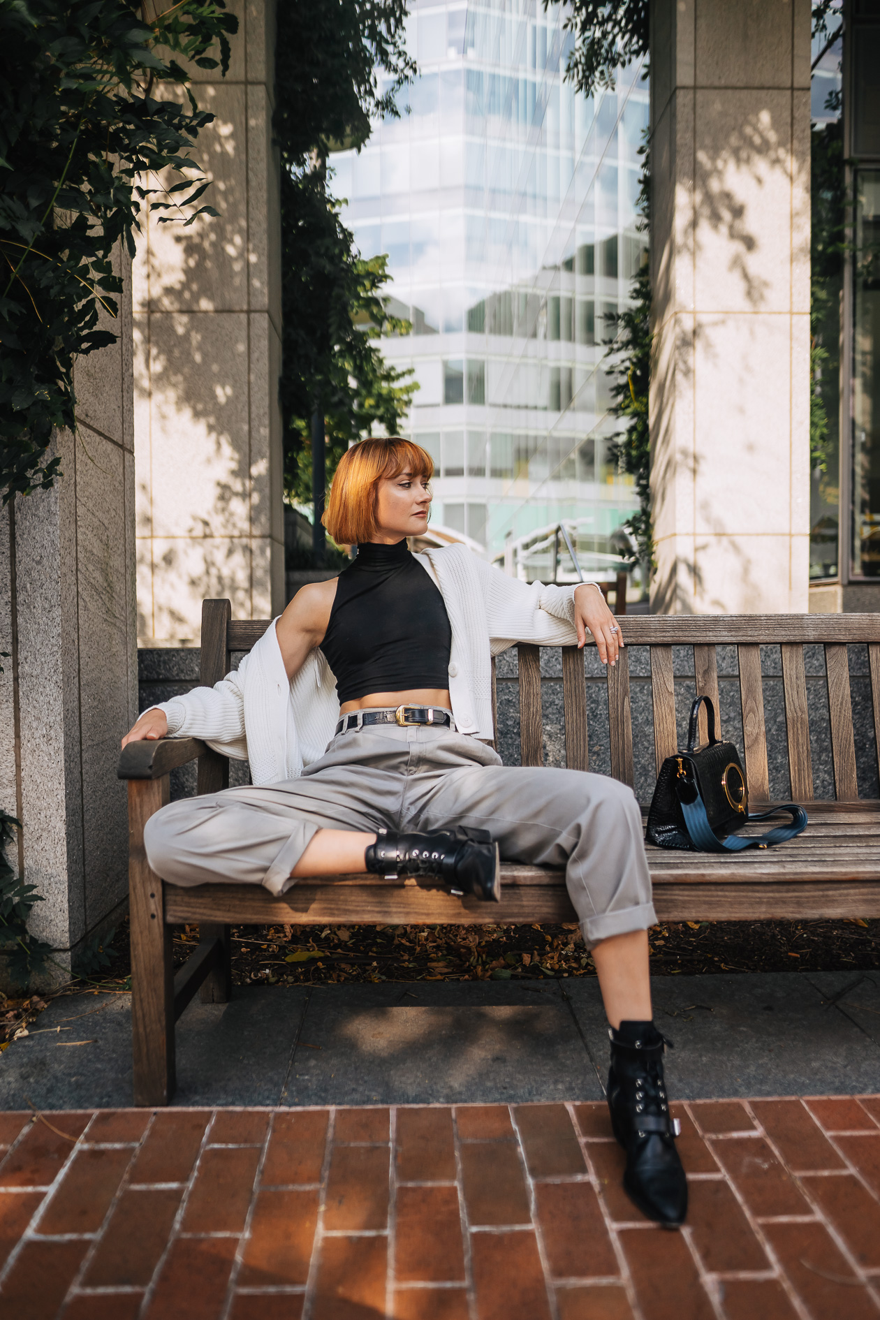 pleated pants & crop top