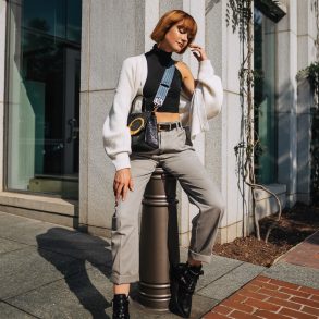 pleated pants & crop top