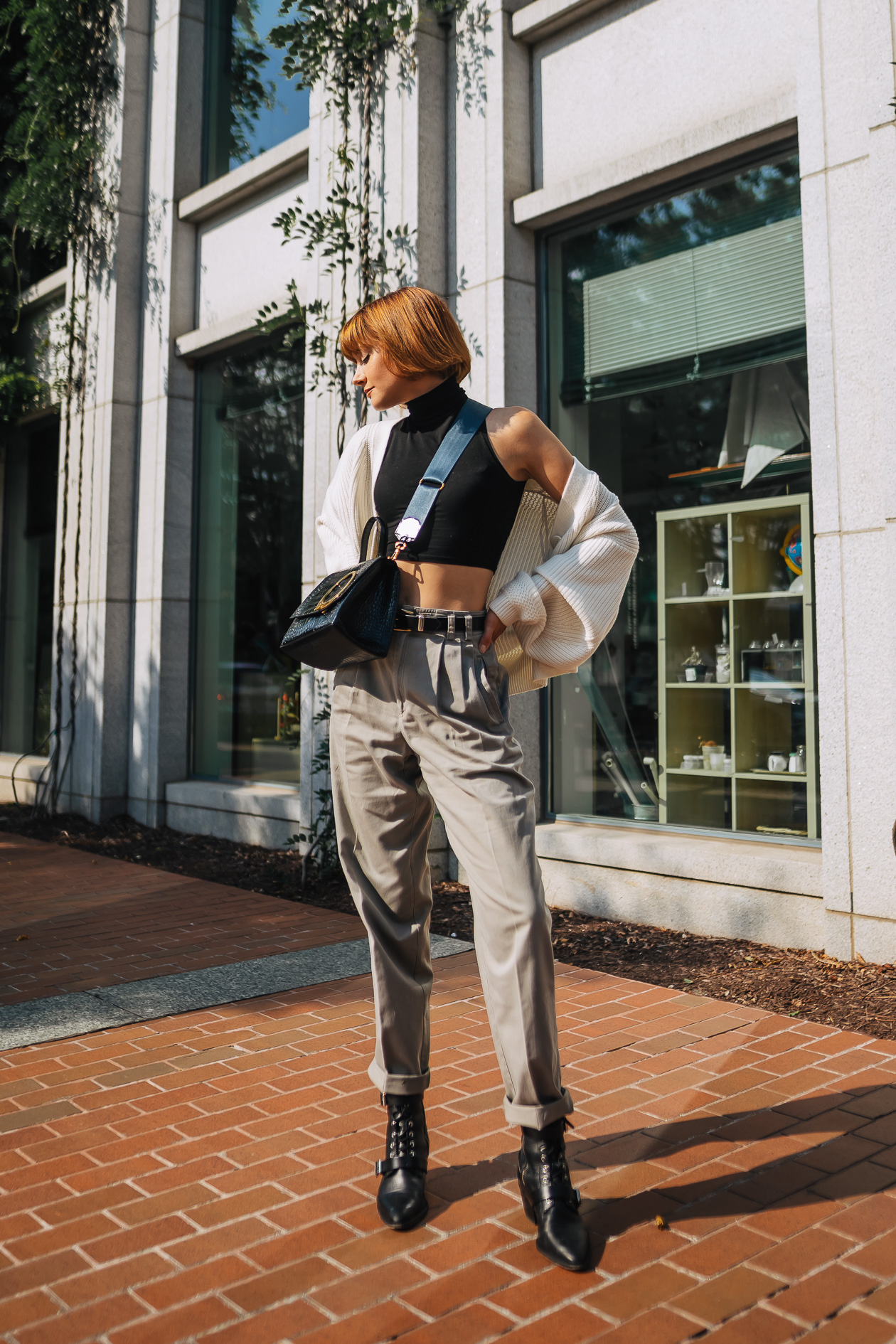 pleated pants & crop top