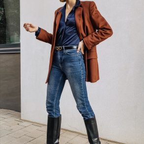 Untuckit satin blouse and Ferragamo belt Cyber Weekend deals
