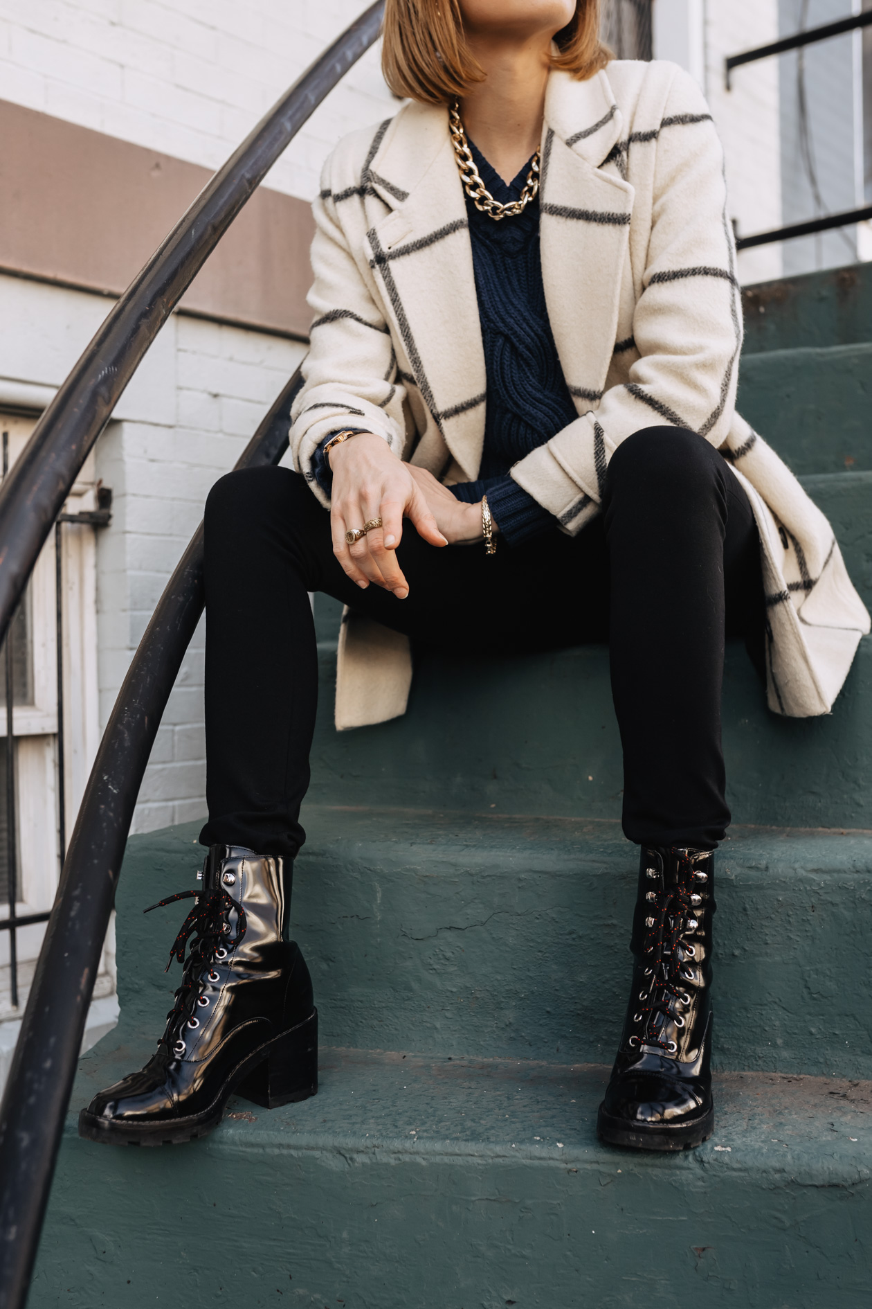 weekend outfit: fun coat + combat boots