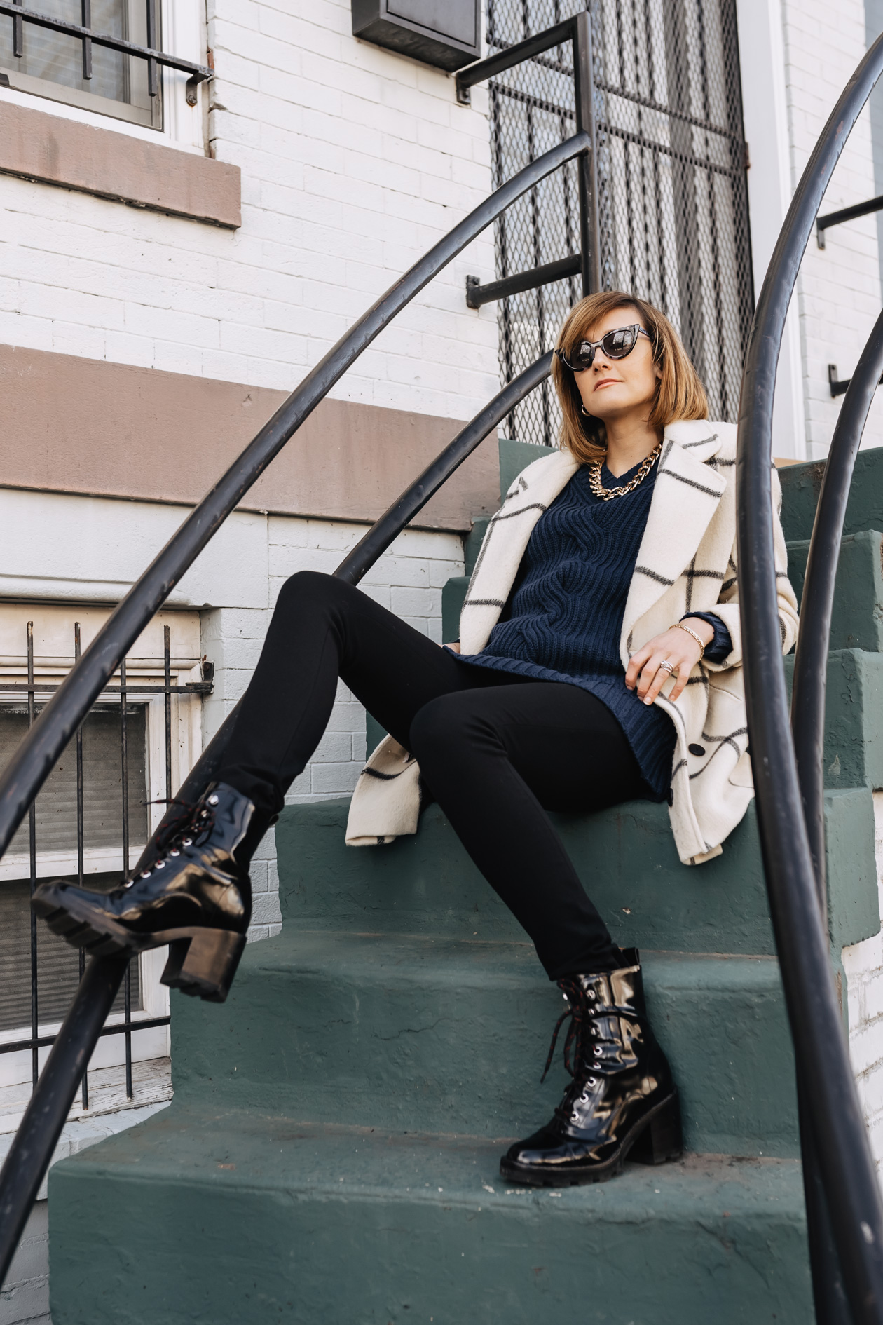 weekend outfit: fun coat + combat boots