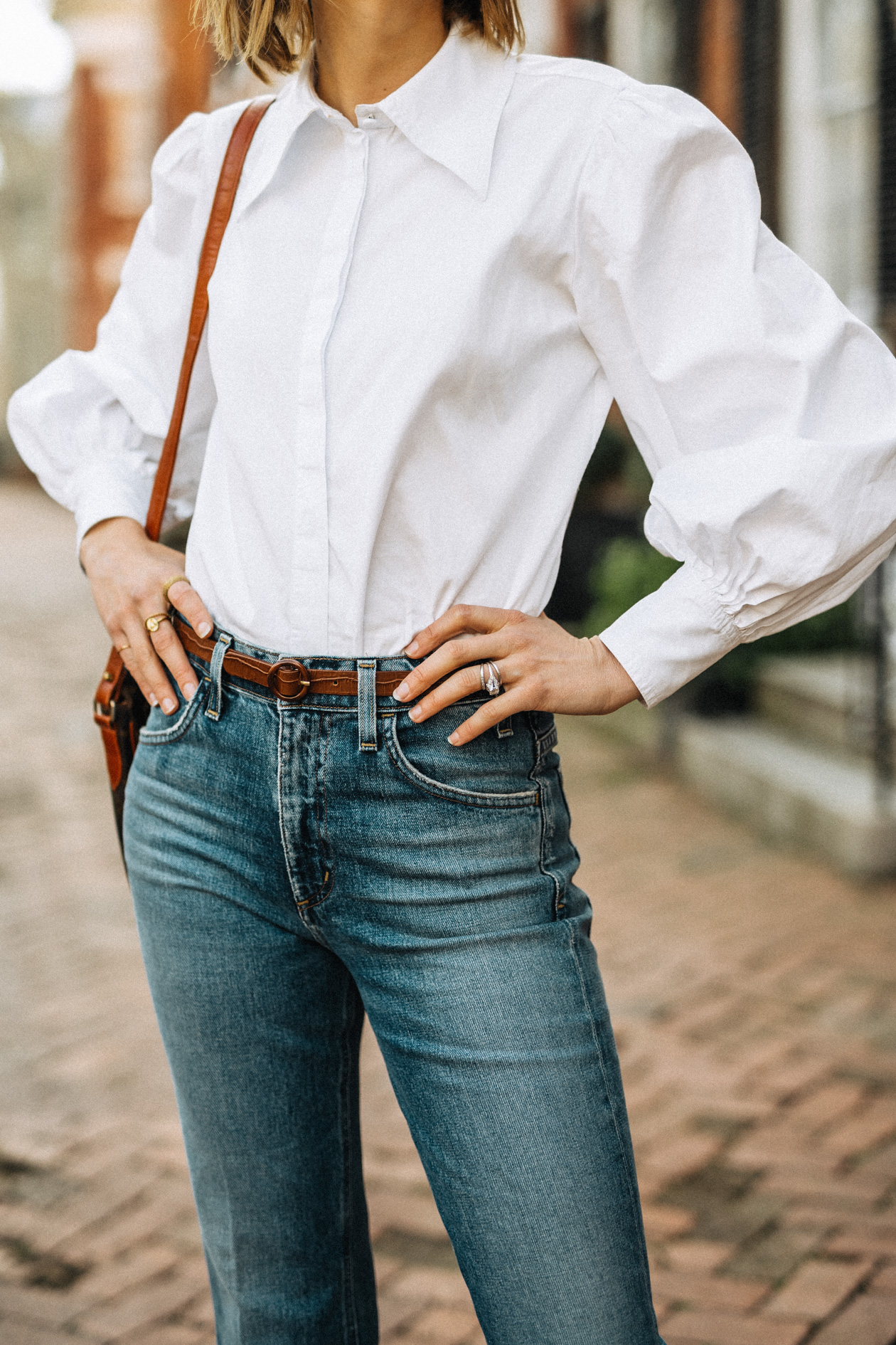 button down and jeans work from home outfit