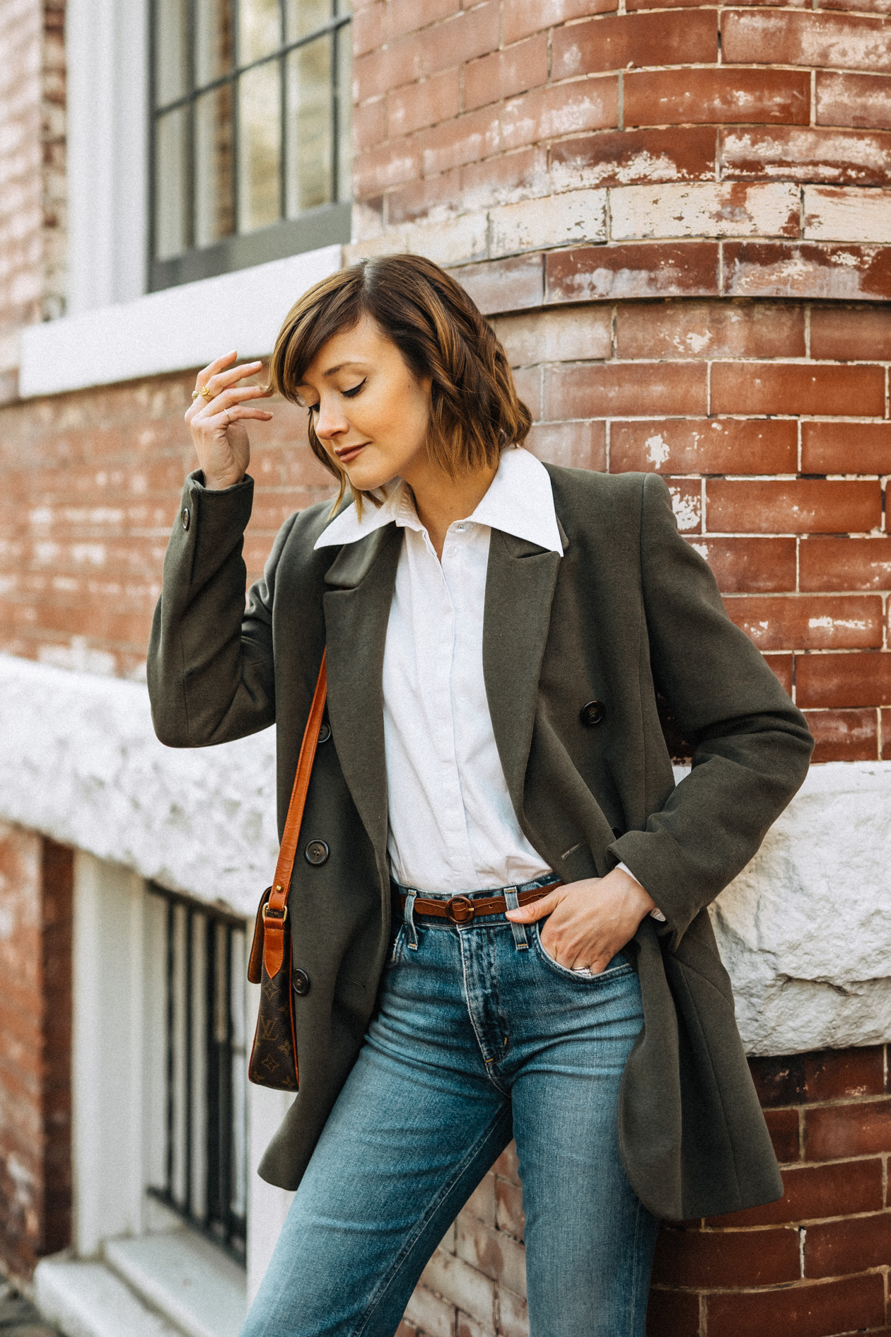 blazer and jeans work from home outfit