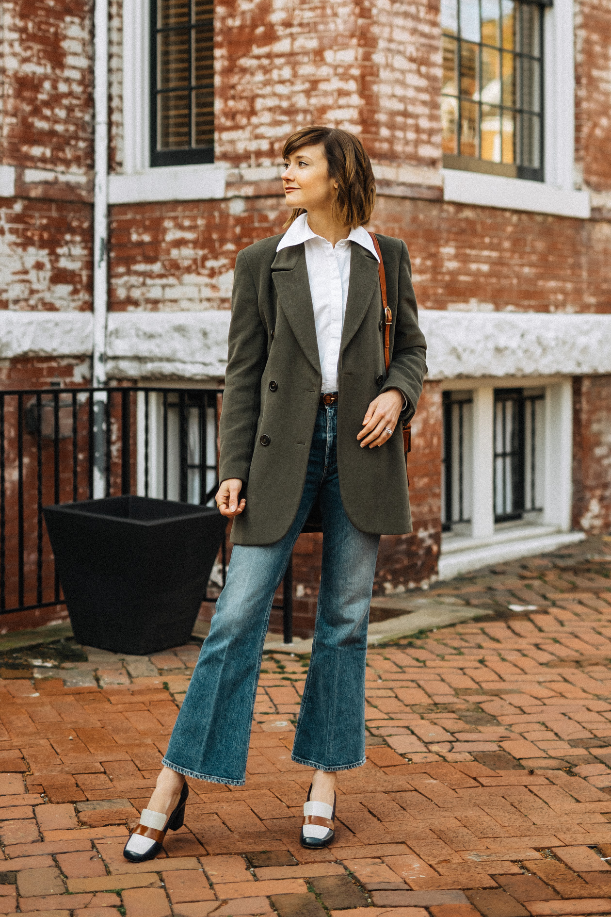 blazer and jeans work from home outfit