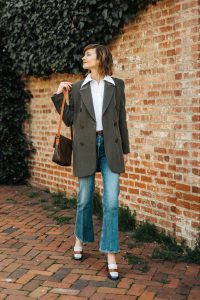 blazer and jeans work from home outfit