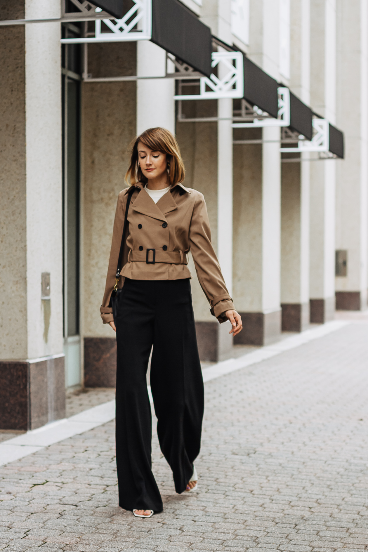 M.M. LaFleur trench jacket and black pants