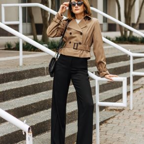 M.M. LaFleur trench coat and t-shirt