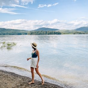 packable straw hat & swimsuit under $50