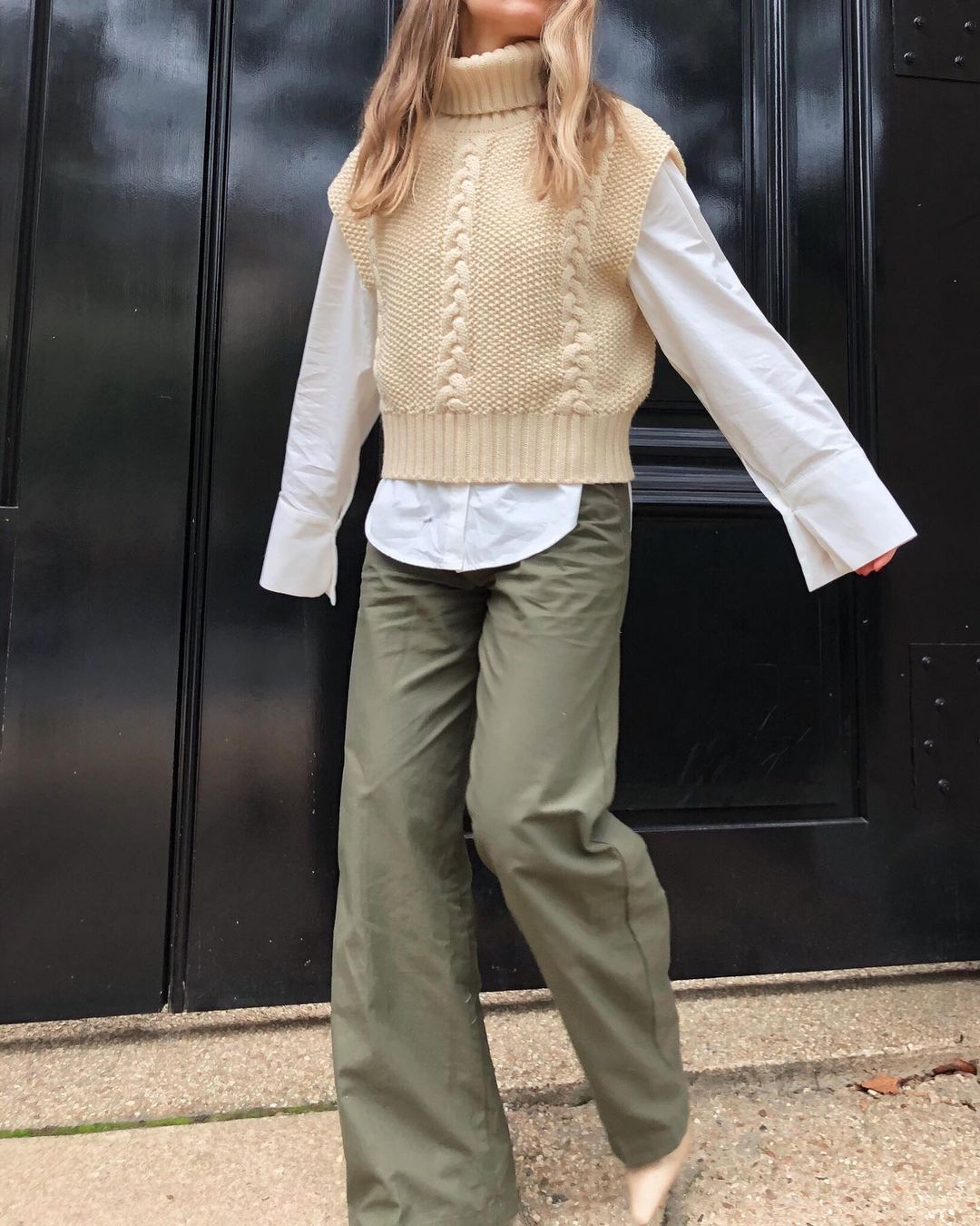 sweater vest & button-down outfit