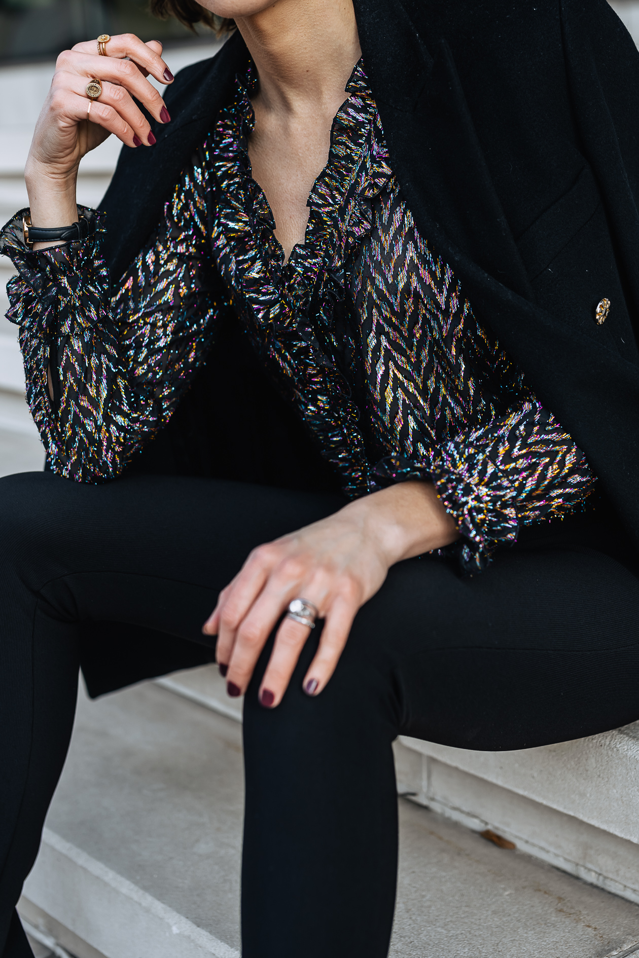 sparkly blouse New Year's Eve outfit