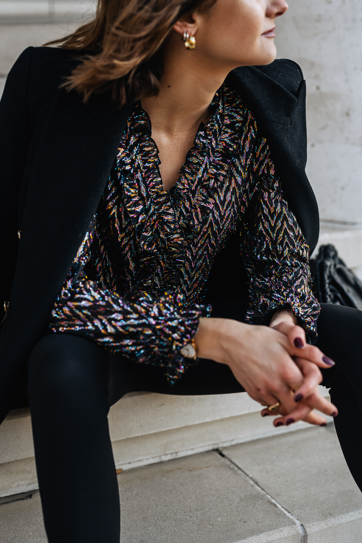 sparkly blouse New Year's Eve outfit