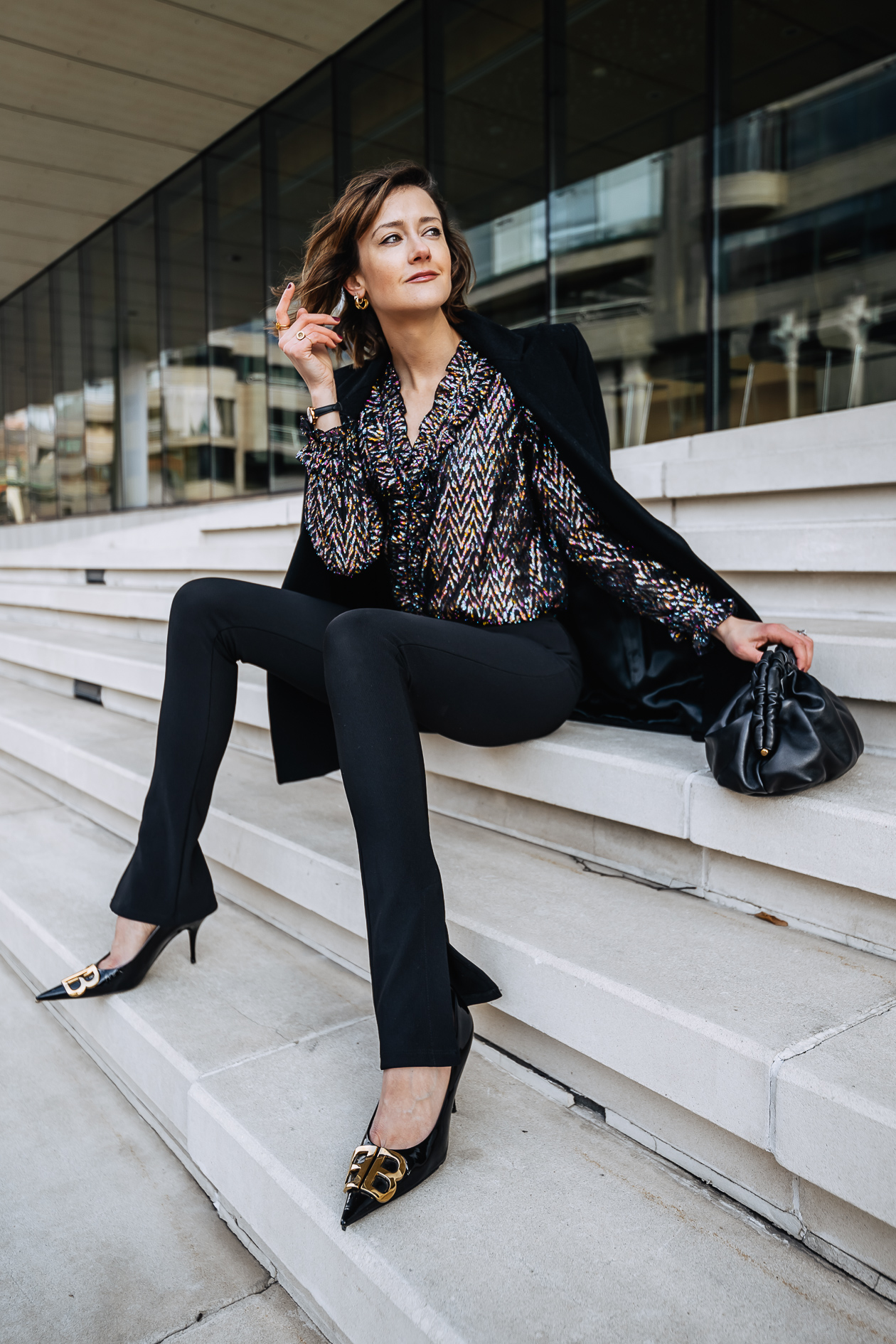 sparkly blouse New Year's Eve outfit