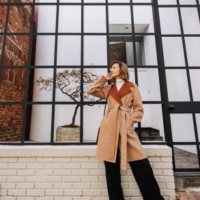 M.M. LaFleur camel wrap coat