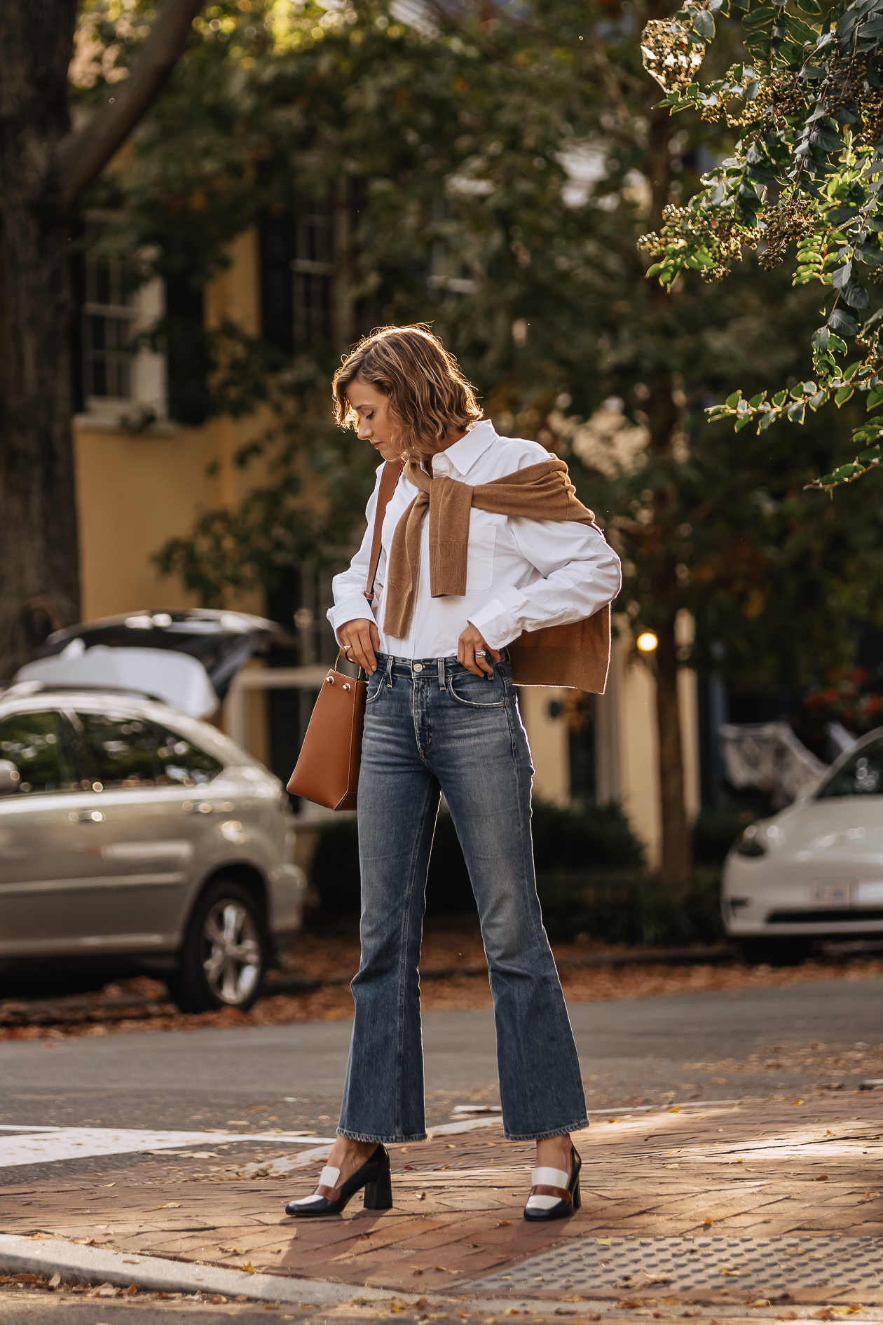 American Giant button-down and sweater