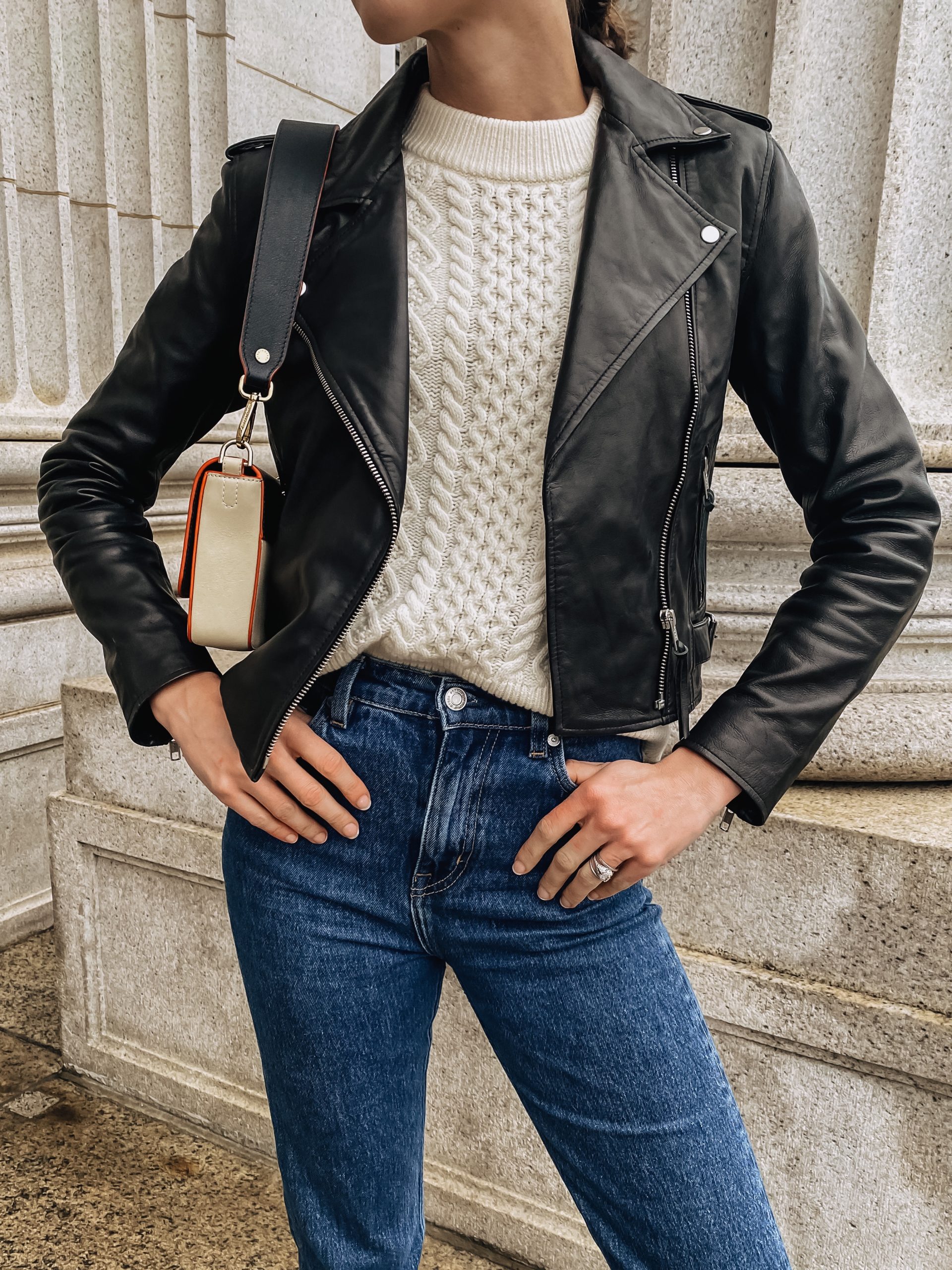 a classic leather jacket from a chic french brand