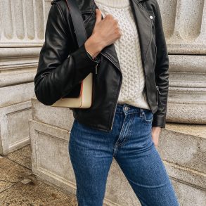 a classic leather jacket from a chic French brand