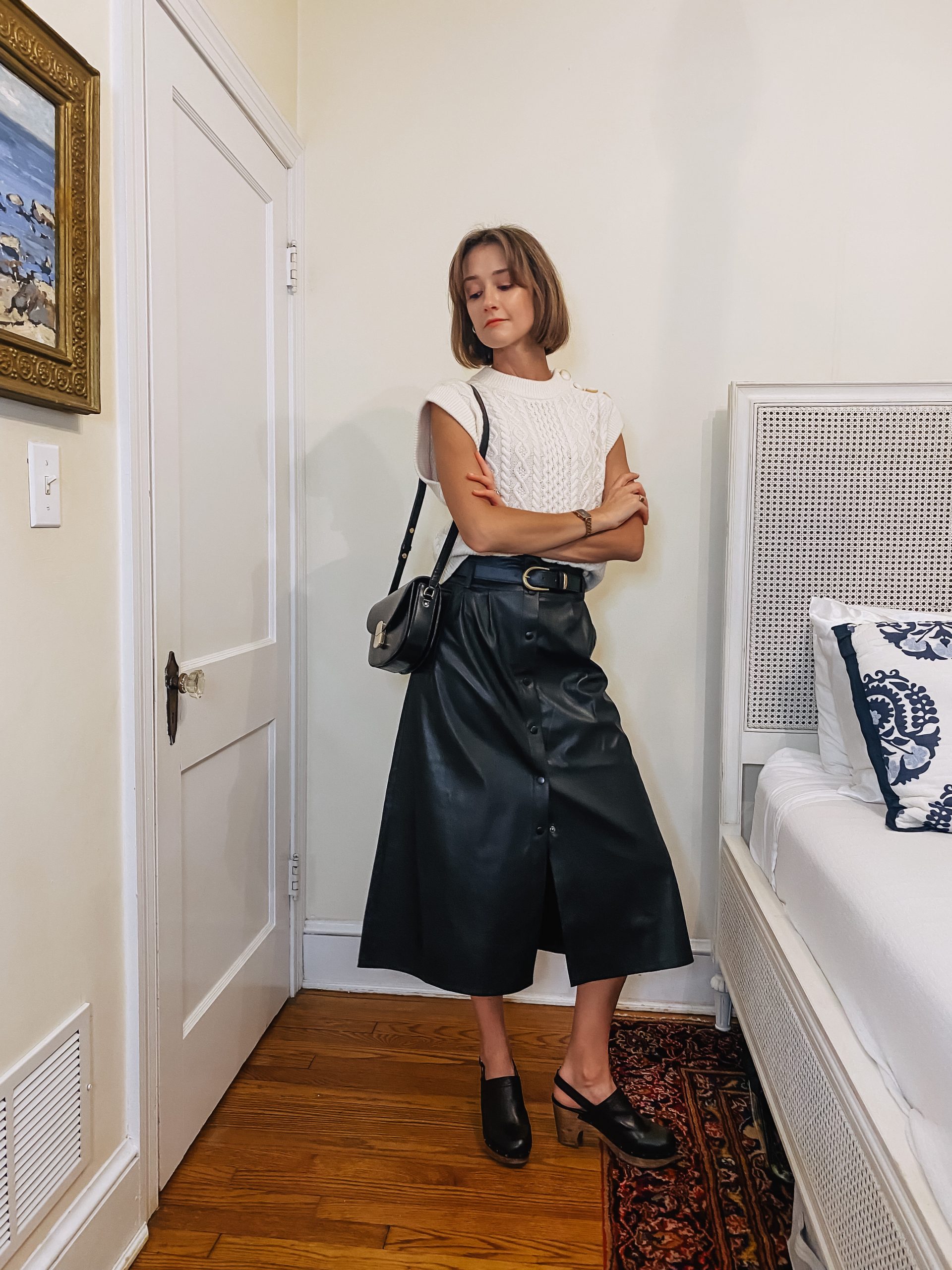 3 work-friendly ways to style a leather skirt